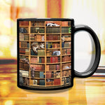Kreative Keramiktasse für Katzen- und Buchliebhaber