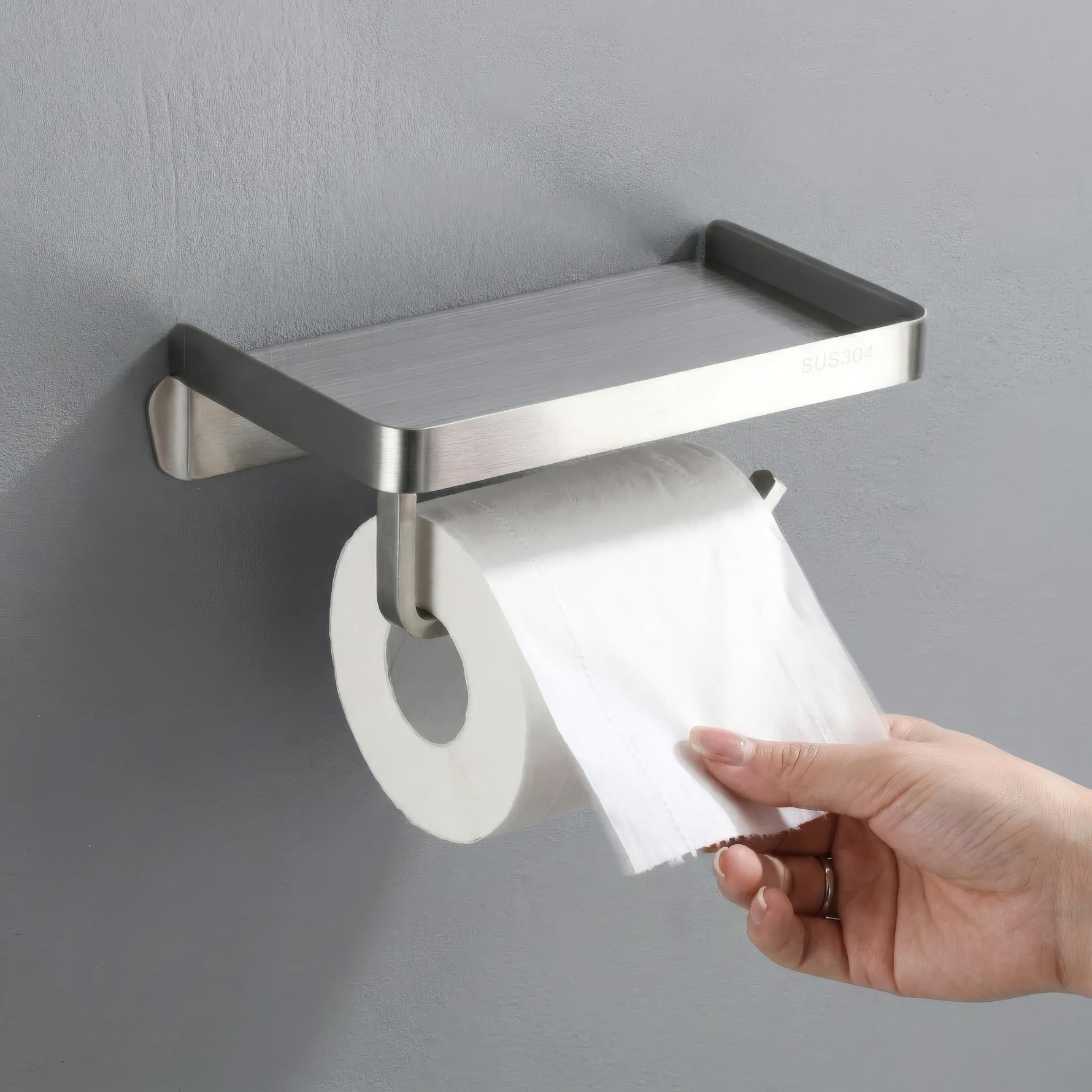 Eleganter Badezimmer-Rollenhalter mit praktischer Ablage