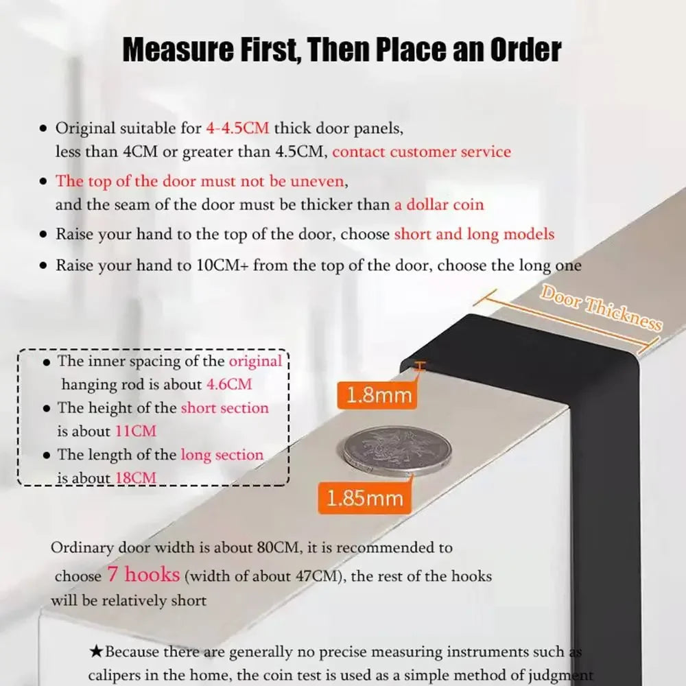 Practical Door Hook Organizer with 6 Aluminum Hooks