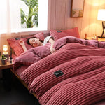 Cozy Corduroy Velour Duvet Cover Set for Winter