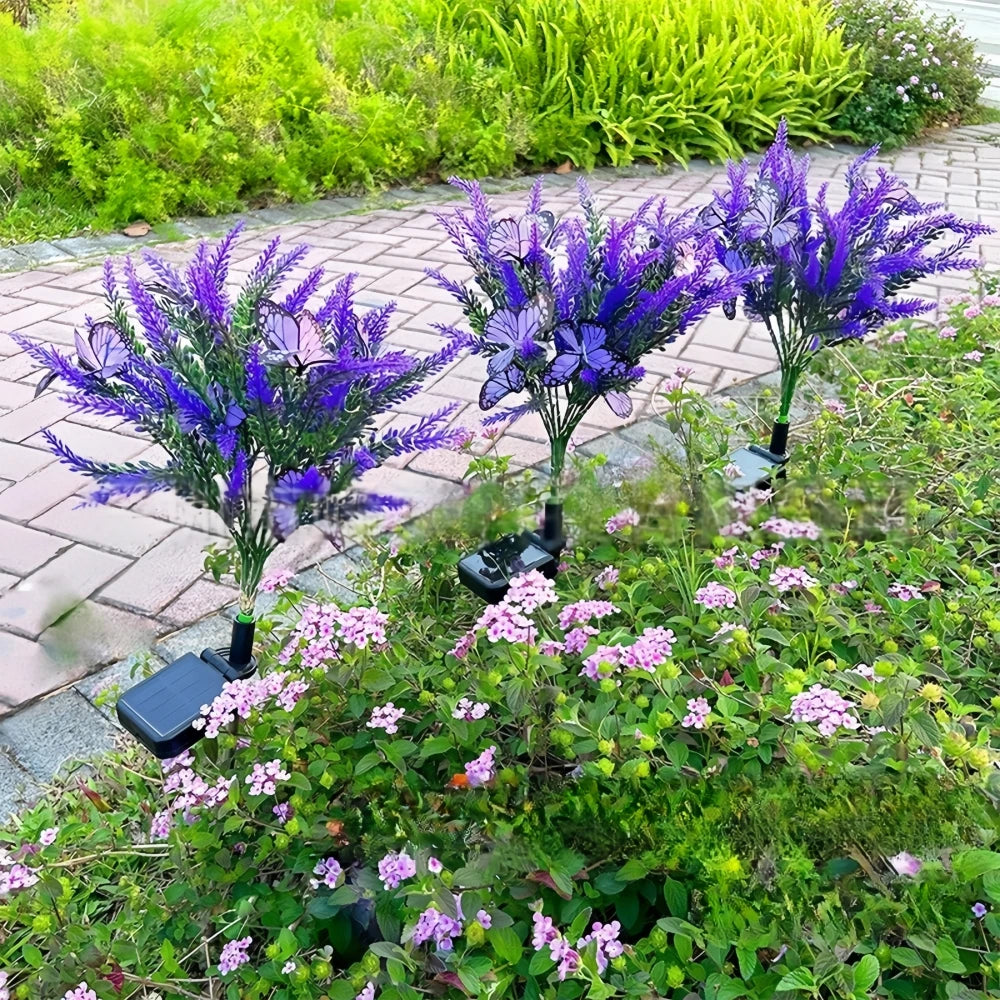 Sonnengartenstrahler mit Lavendel-Schmetterling | LED | Wetterfest
