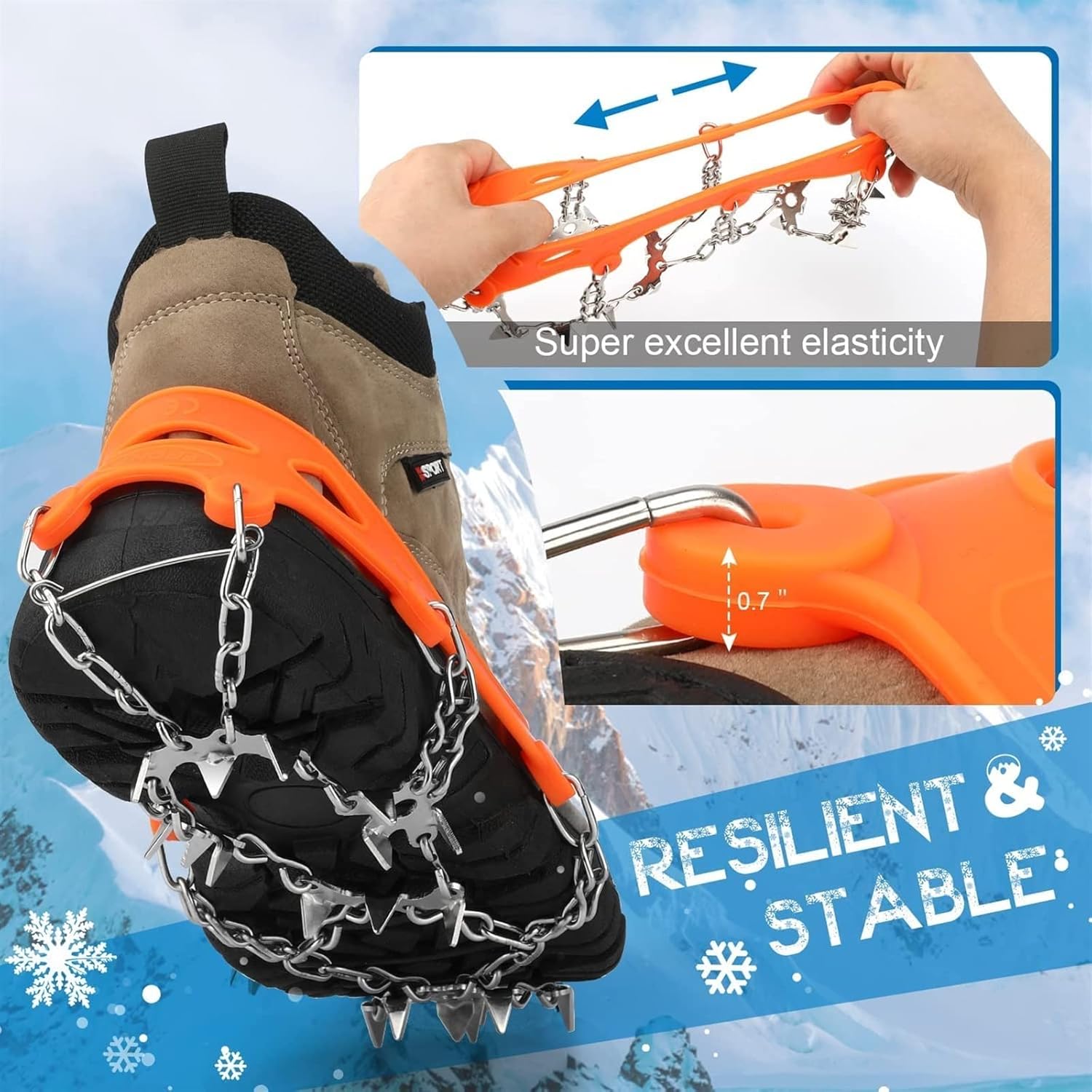 Grippy winter spikes for secure grip on ice and snow