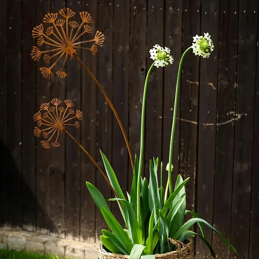 Elegant metal flower plug for garden and balcony