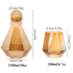 Glas-Karaffe mit 4 Gläsern – modernes 5-teiliges Set mit Deckeln für Wasser, Saft und Wein