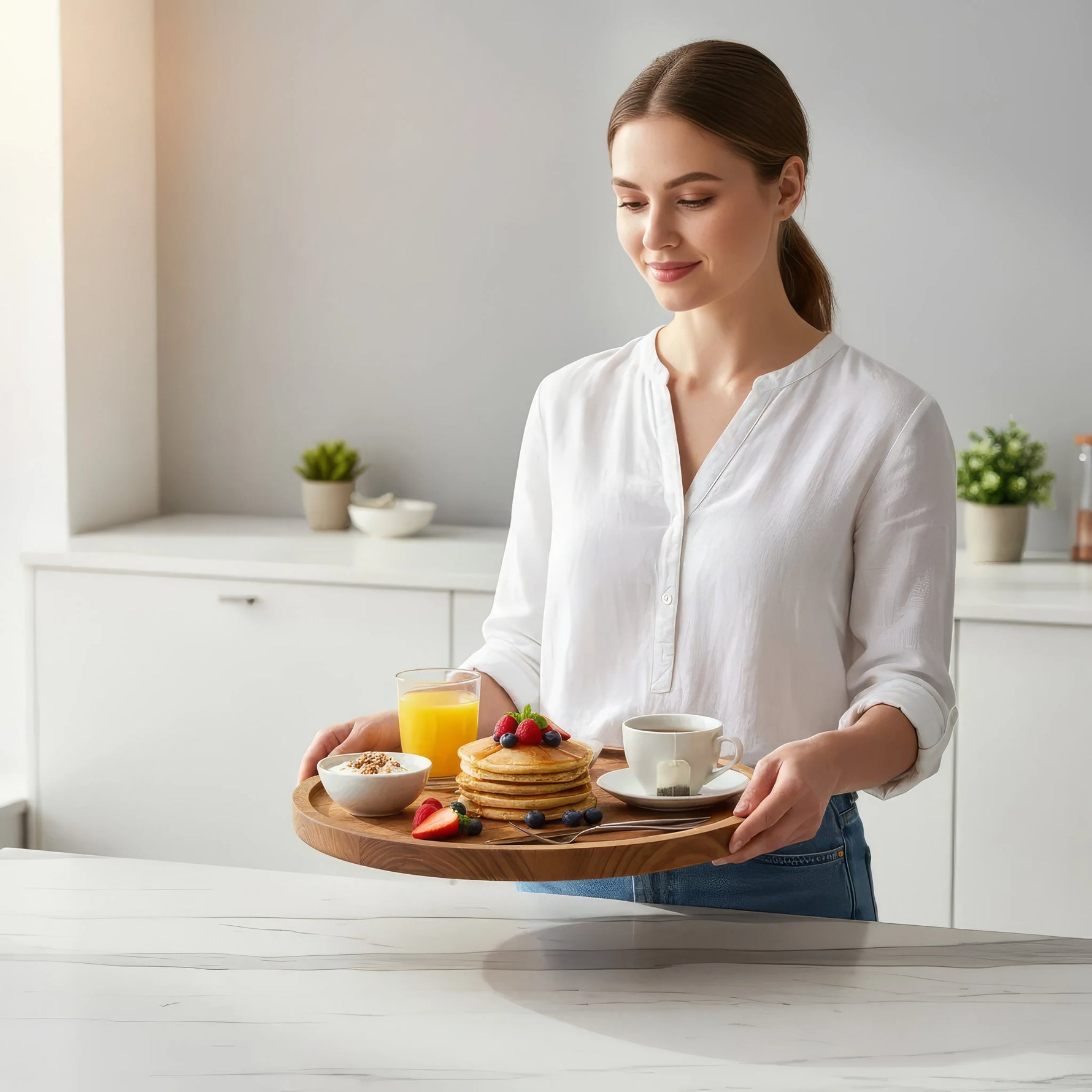 Elegant Wooden Tray – Round Serving Dish for Any Occasion