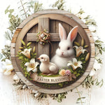 Spring Awakening – Charming Wooden Bunny Sign for Your Door