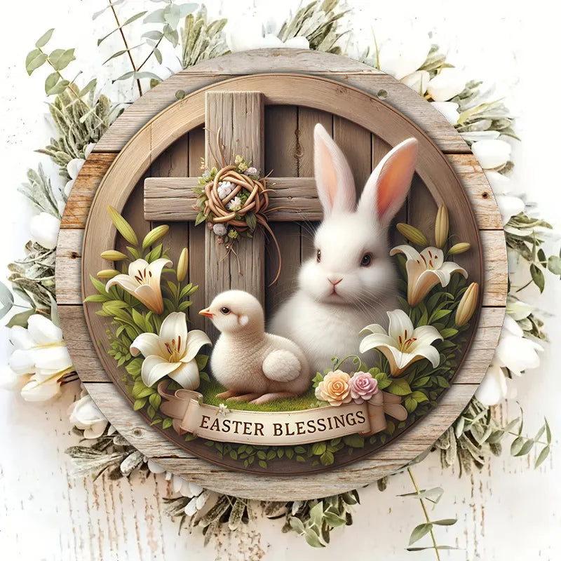 Spring Awakening – Charming Wooden Bunny Sign for Your Door