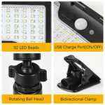 Sicherheits-Solarleuchte mit Bewegungssensor | 360° Anpassbar | Vier Lichtmodi | Wetterfest & USB-Ladung