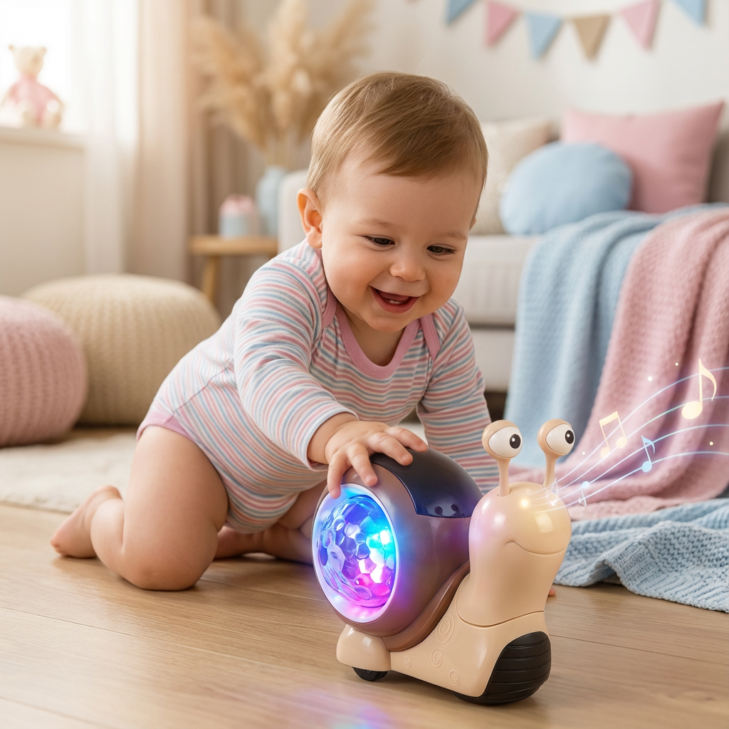 Krabbelspielzeug mit Musik und leuchtender Schnecke
