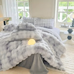 Gemütliches Plüsch Bettwäsche Set – Warm und weich für Herbst & Winter | Wendbares Design in Kaninchenfell & Milchvelours