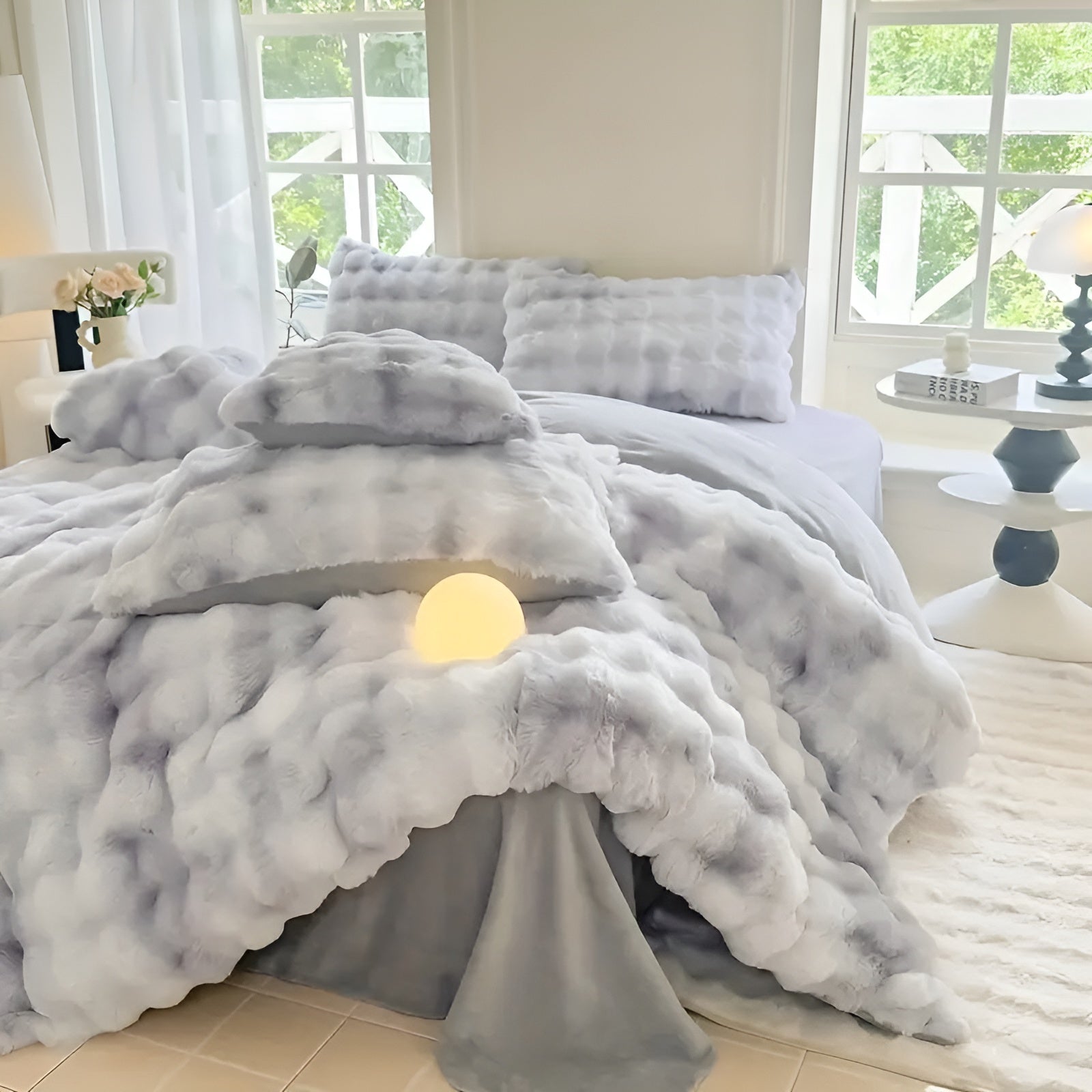 Gemütliches Plüsch Bettwäsche Set – Warm und weich für Herbst & Winter | Wendbares Design in Kaninchenfell & Milchvelours