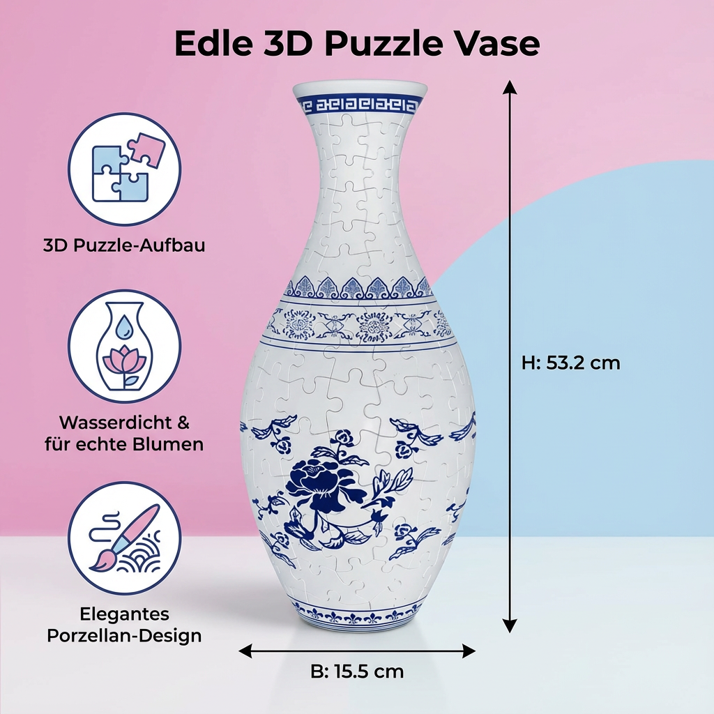 Elegante 3D Puzzle Blumentopf – Für frische Blumen geeignet