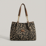 Elegante Leopardentäschchen mit Goldkette