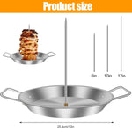Stainless Steel Vertical Rotisserie Skewer | Perfect Meat Holder with Drip Tray | Set of 3 Skewers (20–30 cm)