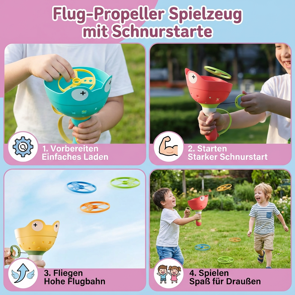 Spielzeug-Propellerflugzeug mit Schnurstartmechanismus