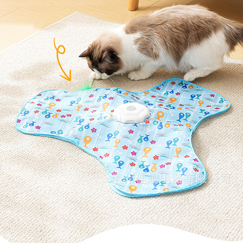 Interaktives Katzen-Spielmatte mit verstecktem Federmechanismus