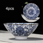 Elegantes 4-teiliges Teetassen Set in Blau und Weiß