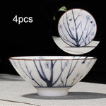 Elegantes 4-teiliges Teetassen Set in Blau und Weiß