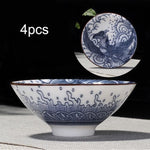 Elegantes 4-teiliges Teetassen Set in Blau und Weiß