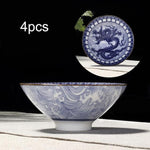 4-teiliges Teetassen-Set aus Blau- und Weißporzellan