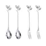 4-teiliges Set kreative Zweigblätter Löffel Gabel Rührlöffel Tischgeschirr