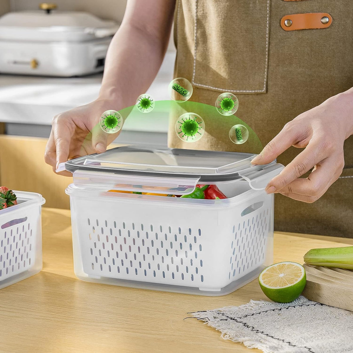 Food Storage Set of 5 with Drainage Basket