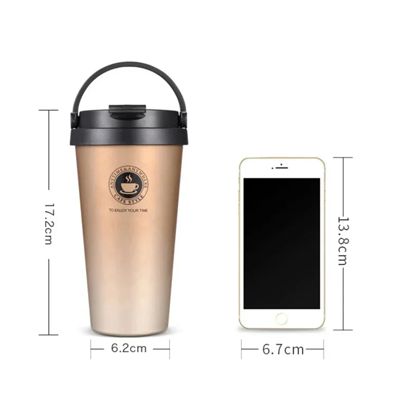 Isolierbecher Warm-Kalt – Edelstahl Reisebecher 500 ml mit Schiebedeckel
