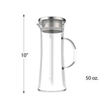 50 oz hitzebeständiger Glaskrug mit Edelstahlfilter und auslaufsicherem Deckel