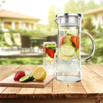 Eleganter 1,5-Liter Glaskrug mit Edelstahlfilter und sicherem Deckel