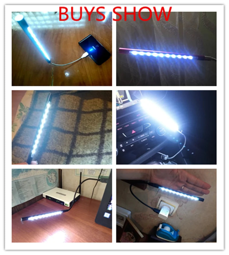 FlexiLight USB LED Leselampe | Flexibler Schwanenhals & 10 LEDs | Tragbares Licht für Laptop & Powerbank