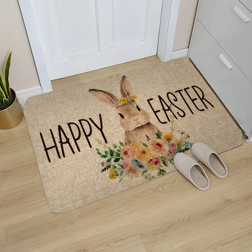 Spring Charm Doormat | Non-Slip & Easy-Care | Bunny Design for Entrance & Bedroom 40x60–60x90 cm