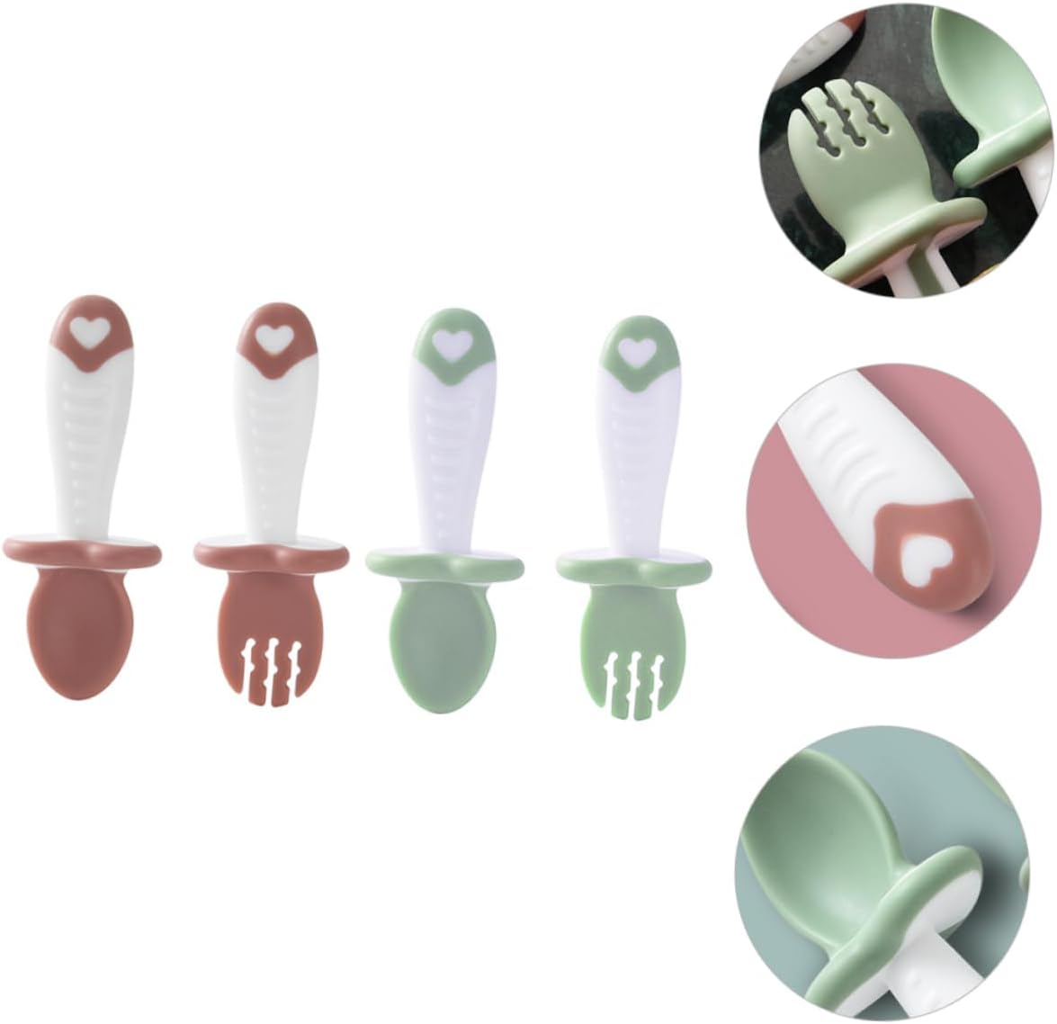 Ergonomisches Silikon Besteckset für Kleinkinder – Löffel und Gabel