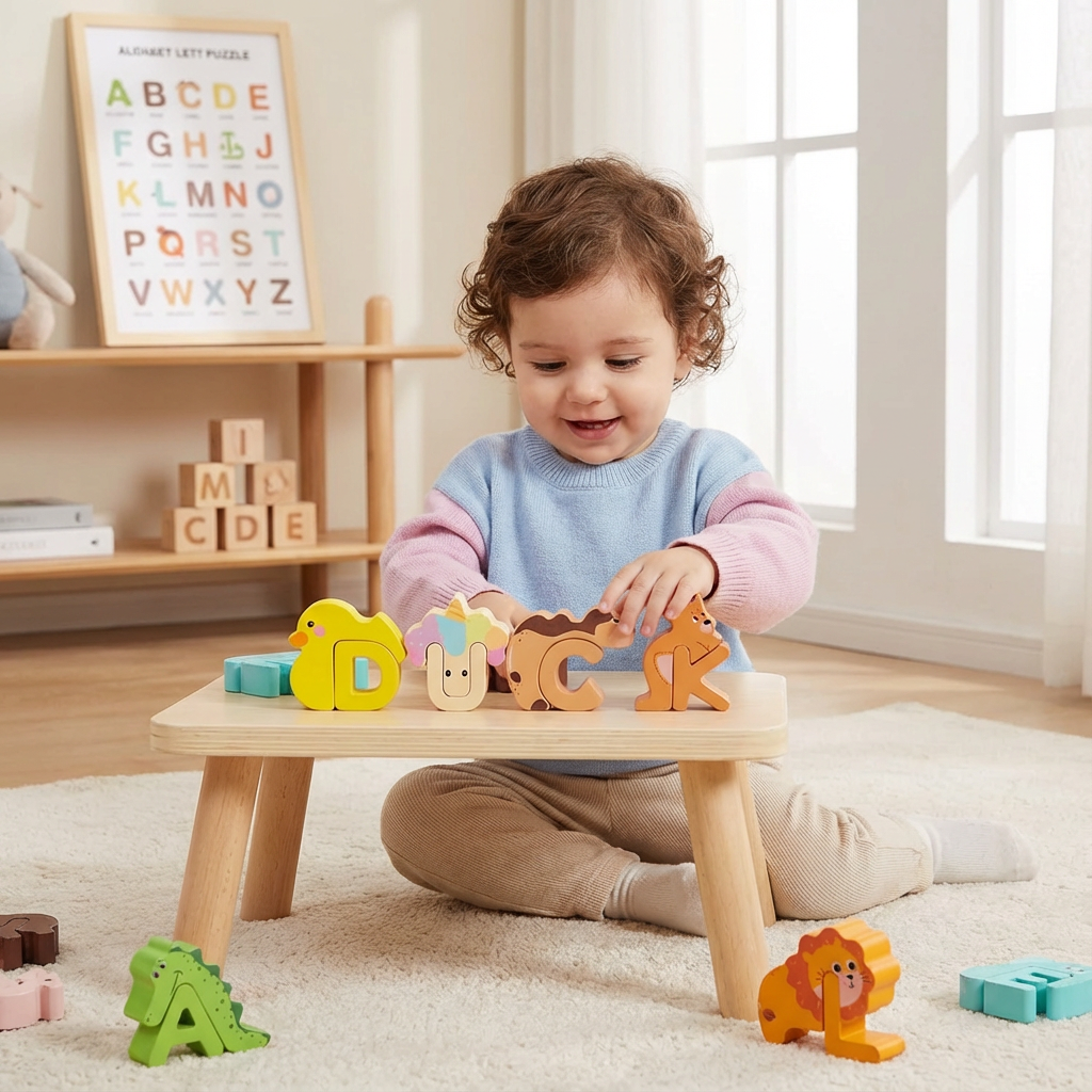 Alphabet Puzzle aus Holz – A-Z Lernspiel für Kinder