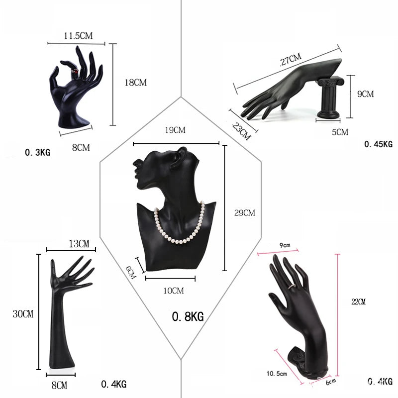 EleganzDisplay Jewelry Presentation | Stylish Hand and Bust Holders for Jewelry