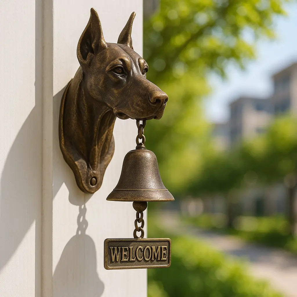 Willkommensglocke mit Schäferhund-Design – Elegante Wandglocke aus Bronze
