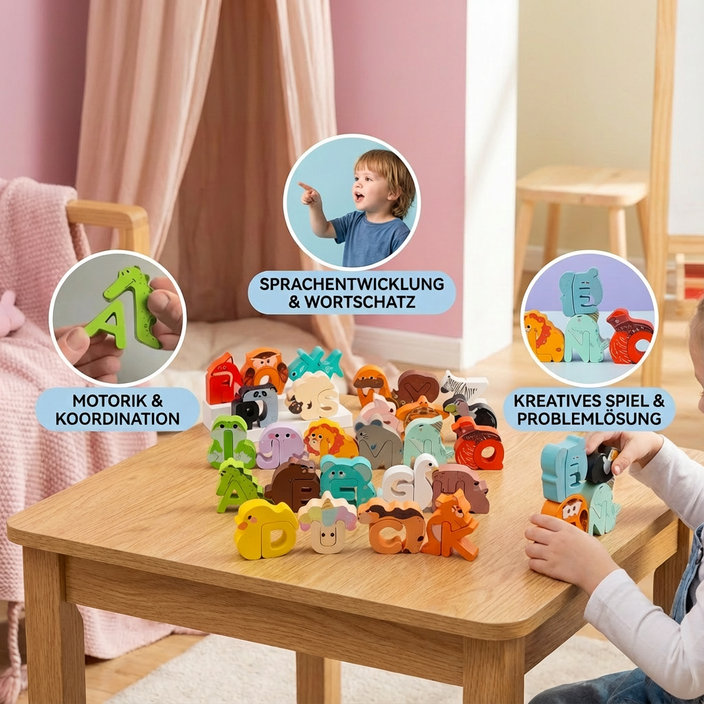 Alphabet Puzzle aus Holz – A-Z Lernspiel für Kinder