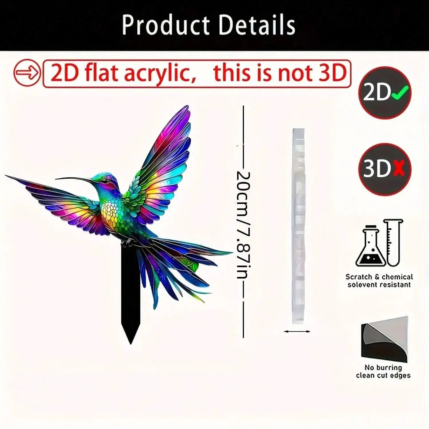 Colorful Hummingbird Garden Stake | Decorative Outdoor Lamp