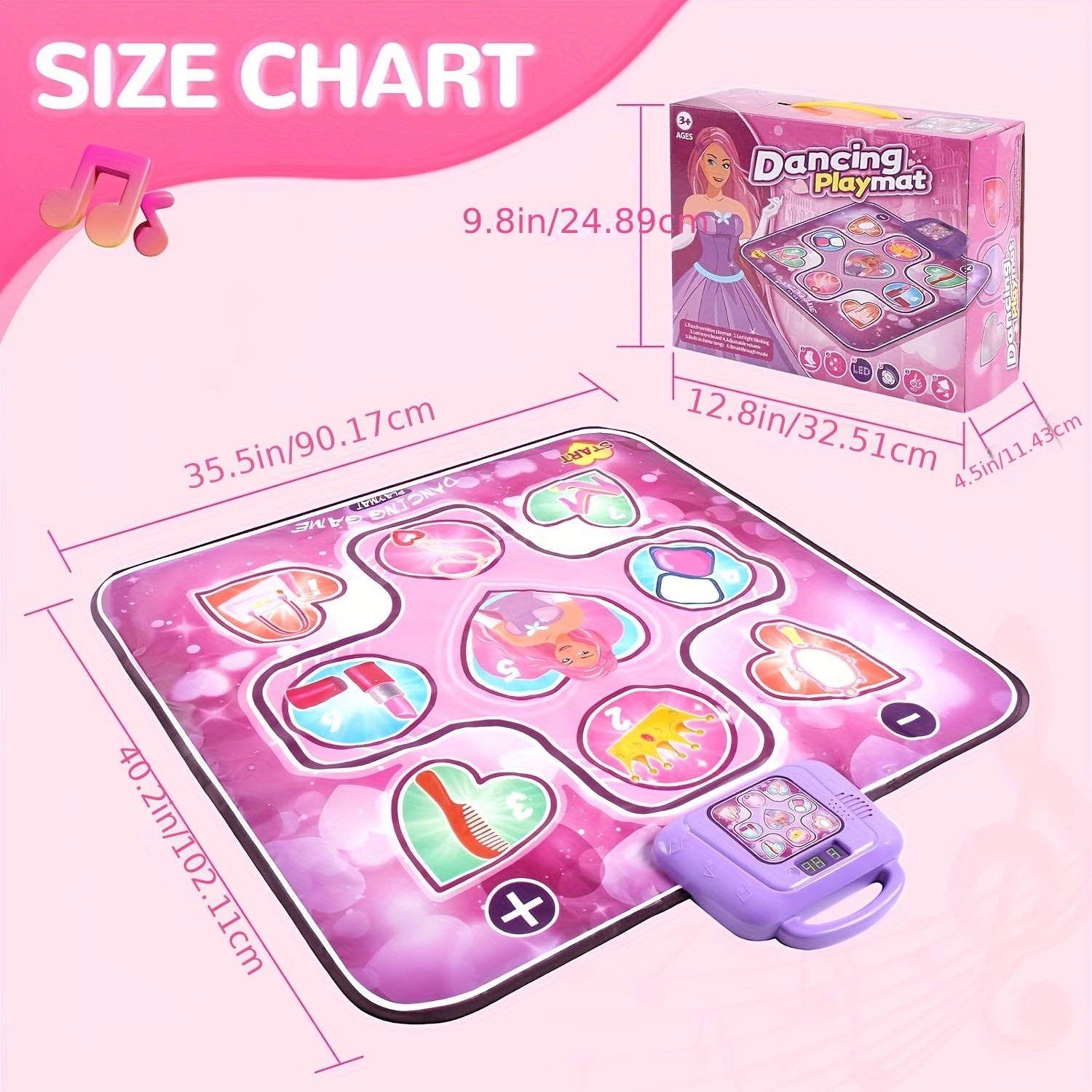 Rosa Tanzmatte für Kinder mit Punktesystem und rhythmischem Spiel – Ohne TV