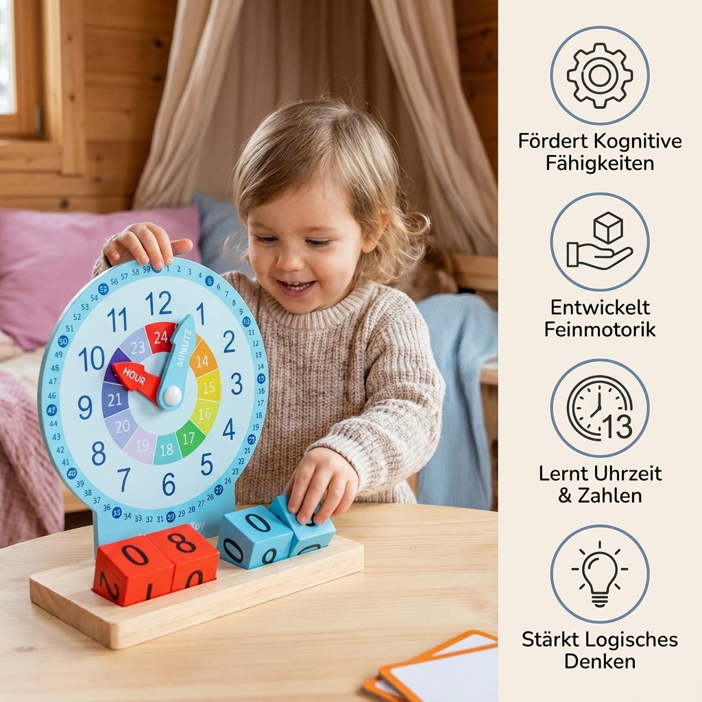 Lernspielzeug zur Uhrzeit mit Montessori-Pädagogik