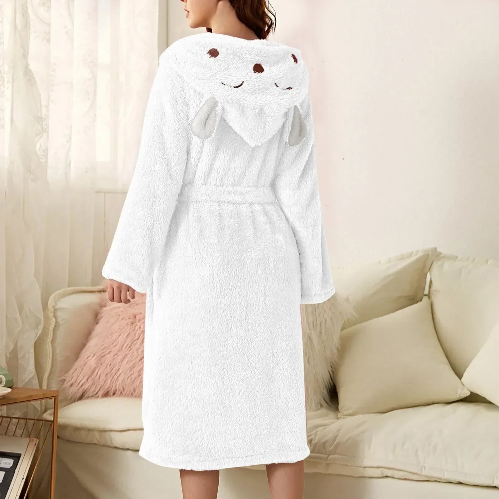 Cuddly flannel bathrobe with bunny ears | Warm & easy-care