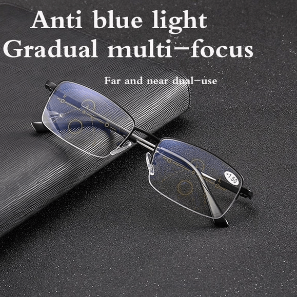 Leichtgewichtige Titan-Lesebrille mit progressiven Gläsern
