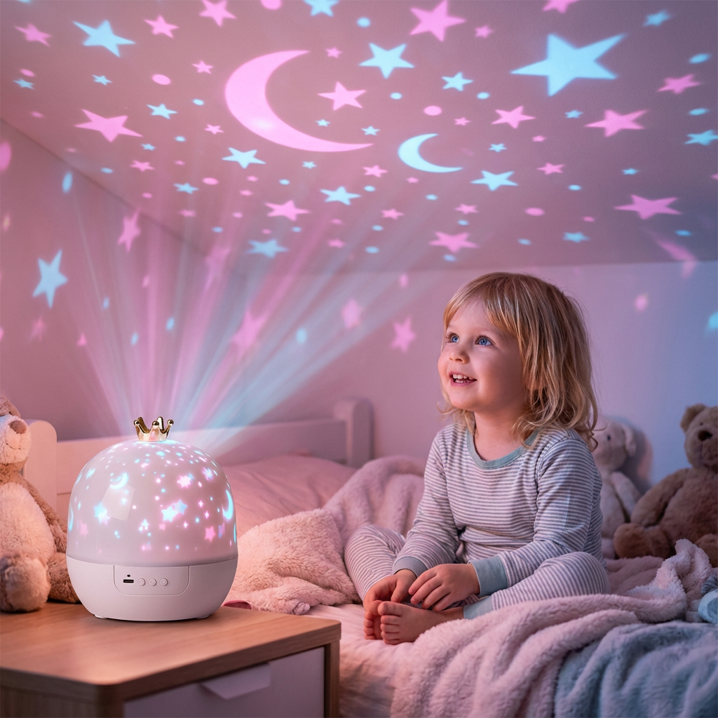 Nachtlicht und Projektor für Kinder im 2-in-1 Design