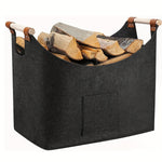 Elegant Foldable Wood and Felt Storage Box 55 Liters with Leather Accents