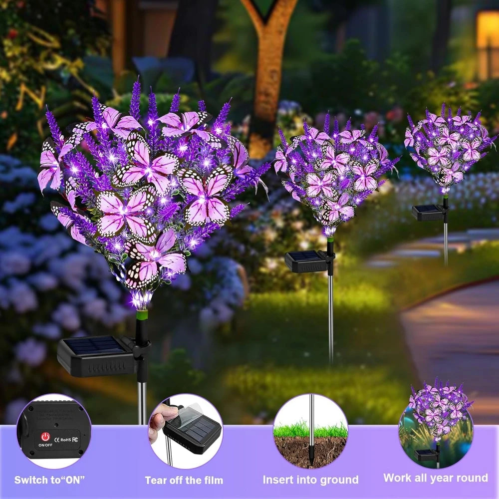 Sonnengartenstrahler mit Lavendel-Schmetterling | LED | Wetterfest