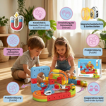 Kinderspielzeug mit Magnetischen Würfeln und Schienen