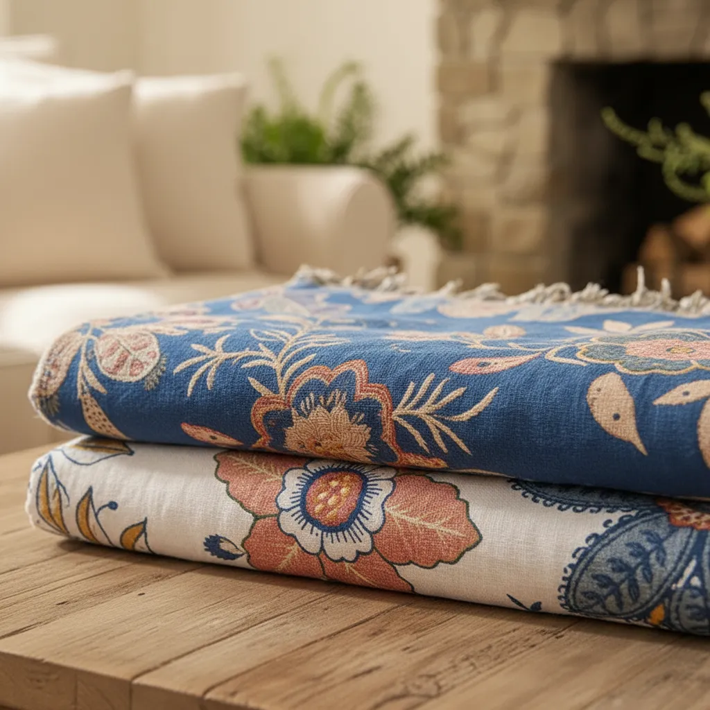 Elegant Reversible Blanket with Floral Motif for Any Room