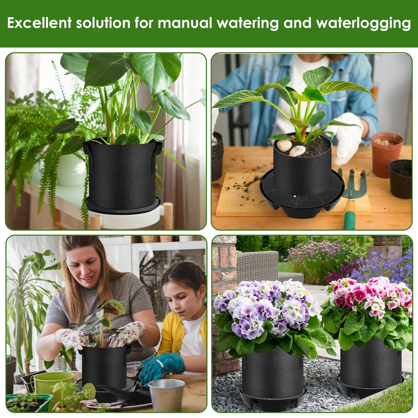 Self-Watering Plant Coasters with 2.8 L Water Reservoir | 4-Pack