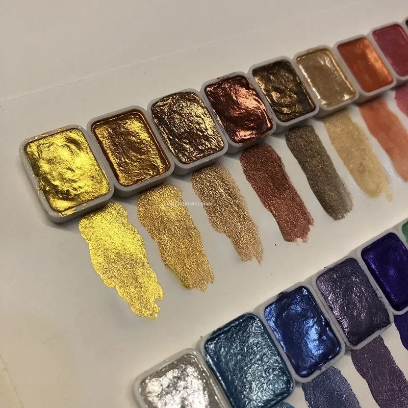 Perlmuttfarbenset mit 10 Farben und Mischpalette