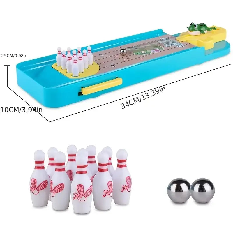 Mini-Bowling mit Frosch-Motiv – Geschicklichkeitsspiel für Kinder