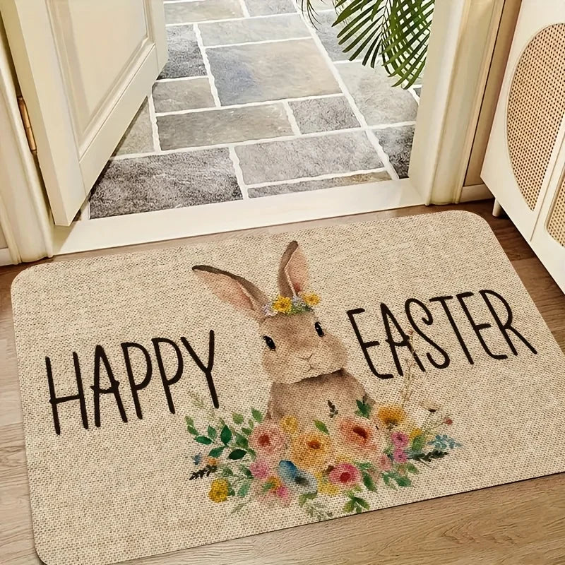 Spring Charm Doormat | Non-Slip & Easy-Care | Bunny Design for Entrance & Bedroom 40x60–60x90 cm